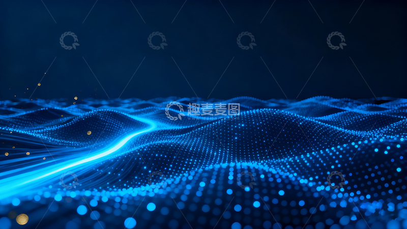 高清大图下载【趣麦麦图】深蓝色的科技感波形背景