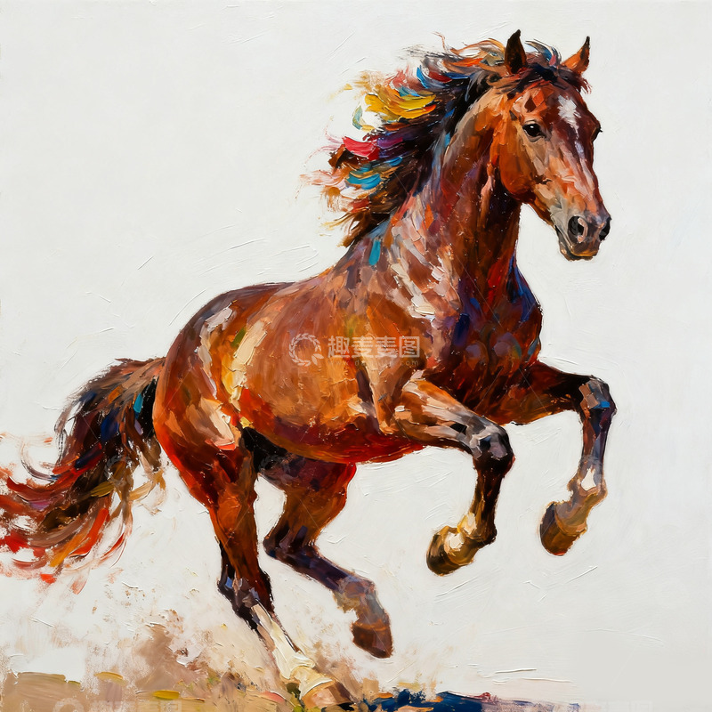 高清大图下载【趣麦麦图】油画骏马抽象摄影元素奔放艺术
