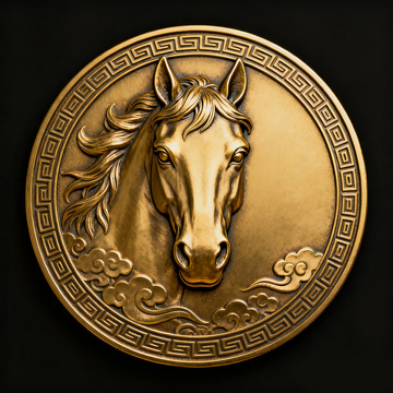 金色勋章马头符号金属作旧复古纪念