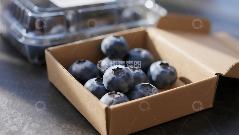 高清大图下载【趣麦麦图】蔬菜水果之纸箱蓝莓