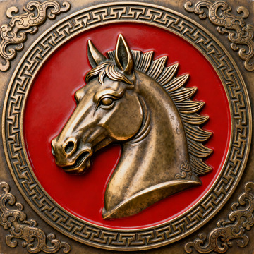 红色勋章马头符号金属作旧复古纪念