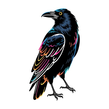 彩色涂鸦乌鸦插画素材