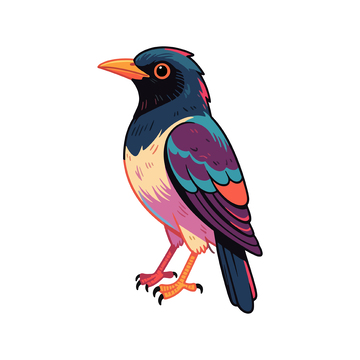 彩色卡通鸟插画