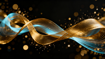 金色闪光波浪丝带装饰