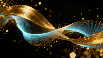 金色闪光波浪丝带装饰1