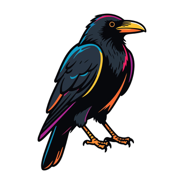 彩色乌鸦插画
