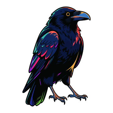 彩绘乌鸦艺术插画