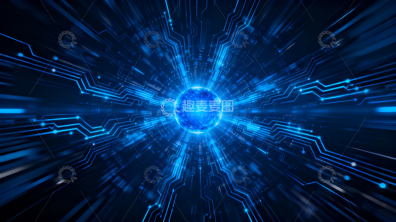 高清大图下载【趣麦麦图】科技线条蓝色背景