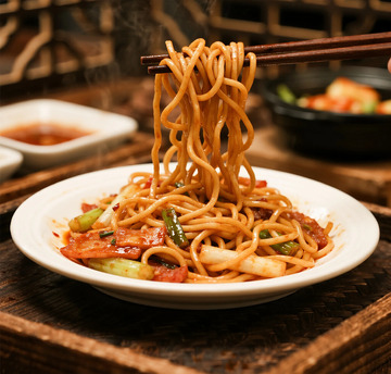 中式传统炒面条美食摄影