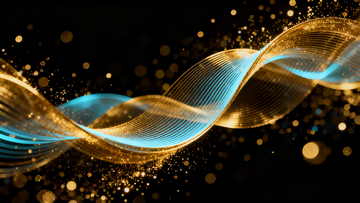 金色闪光波浪丝带装饰0