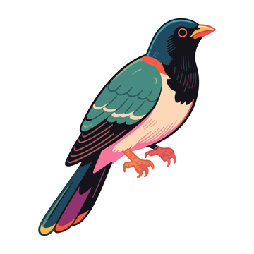彩色插画鸟类动物设计素材