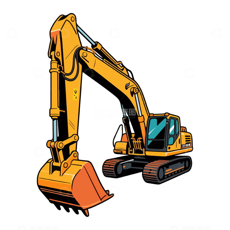 源文件下载【趣麦麦图】卡通挖掘机设计素材