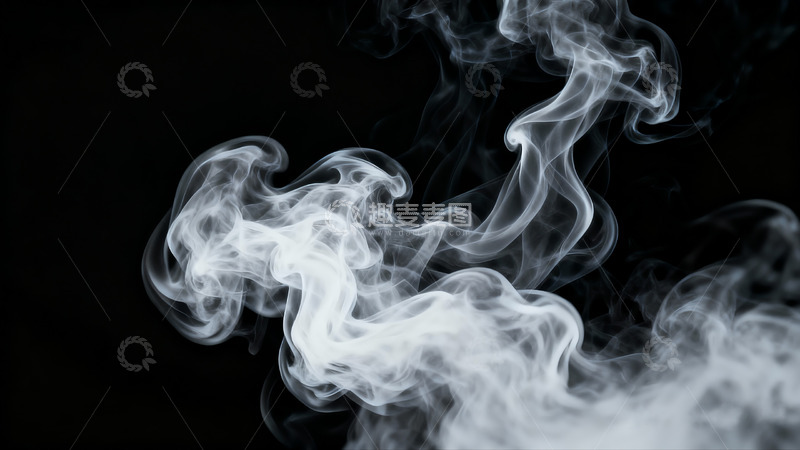 高清大图下载【趣麦麦图】黑色背景烟抽象