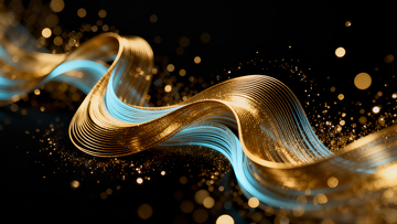 金色闪光波浪丝带装饰2