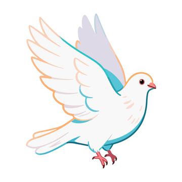 卡通白鸽飞翔图案