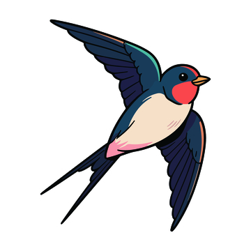 卡通燕子飞翔插画素材