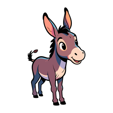卡通驴子矢量插图