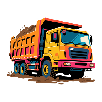 卡通风格自卸卡车插画