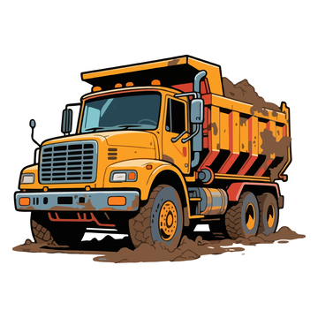 卡通风格工程车插画设计素材