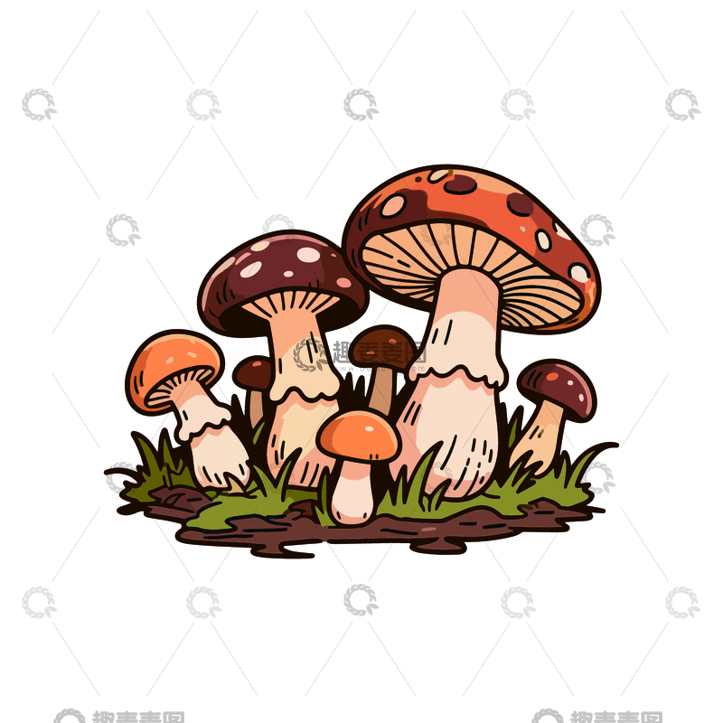 源文件下载【趣麦麦图】卡通风格蘑菇插画设计元素