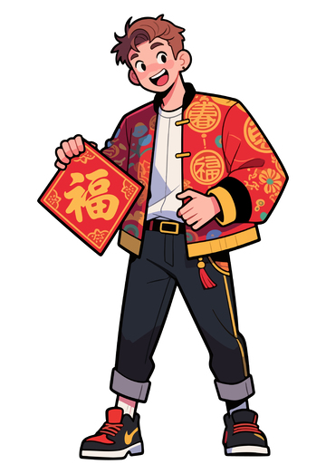 新春喜庆插画卡通人物设计素材