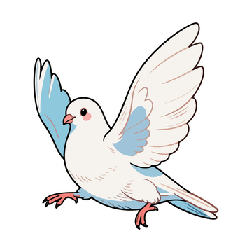 卡通白鸽展翅飞翔