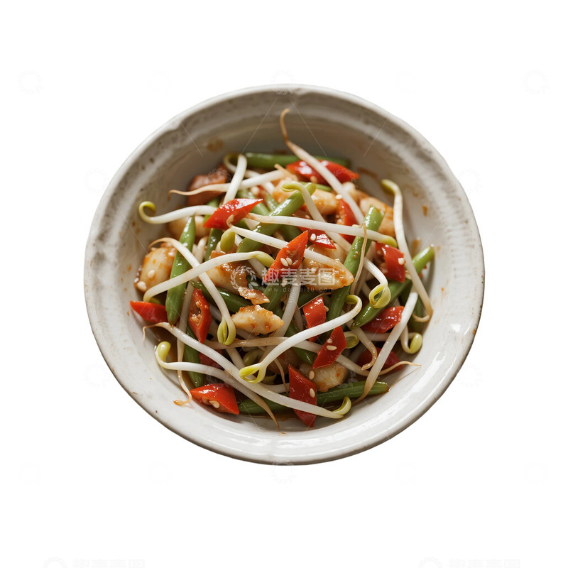 高清大图下载【趣麦麦图】清新炒菜豆芽虾仁美食摄影