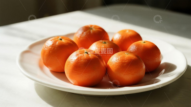 高清大图下载【趣麦麦图】蔬菜水果之阳光下玻璃碗橘子