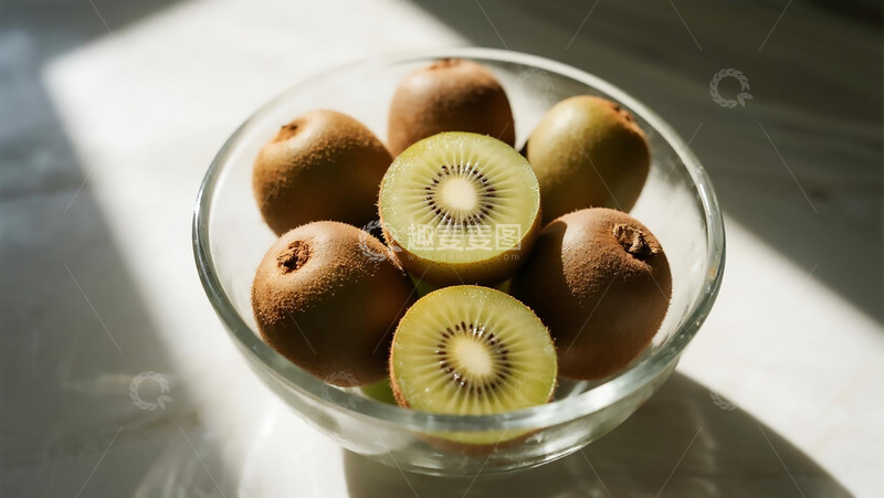 高清大图下载【趣麦麦图】蔬菜水果之玻璃碗中的猕猴桃