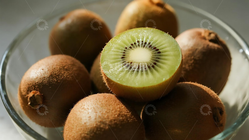 高清大图下载【趣麦麦图】蔬菜水果之玻璃碗切半奇异果