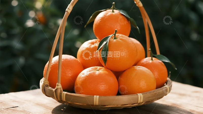 高清大图下载【趣麦麦图】蔬菜水果之竹篮橘子