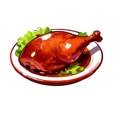 美食插画烤鸭盘餐