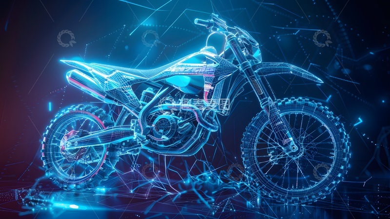 高清大图下载【趣麦麦图】科技风摩托车线条图
