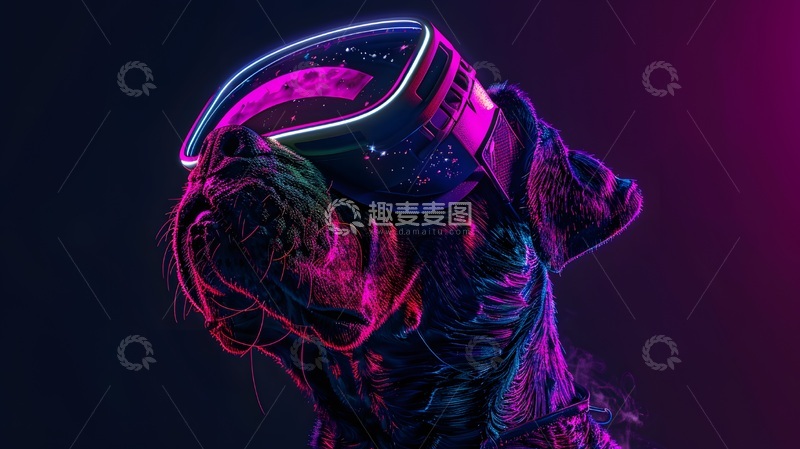 高清大图下载【趣麦麦图】赛博朋克狗虚拟世界科幻