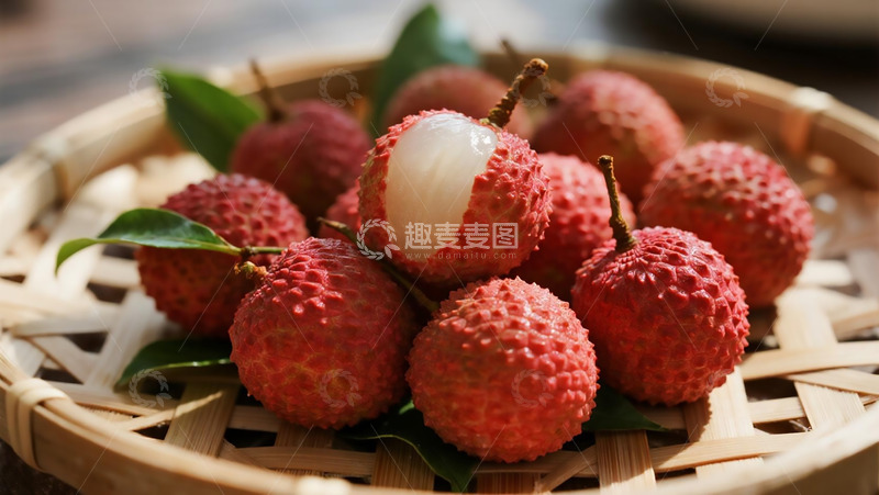 高清大图下载【趣麦麦图】蔬菜水果之竹篮荔枝