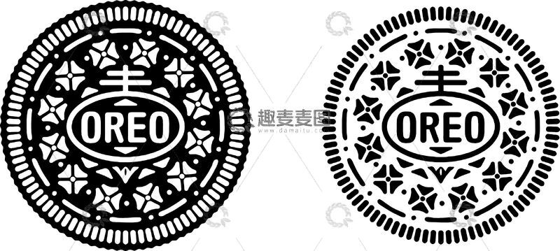 源文件下载【趣麦麦图】黑白OREO饼干标志设计素材