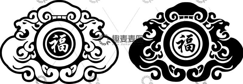 传统中国风福字图案剪纸素材