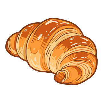 手绘金黄色牛角面包插画设计元素