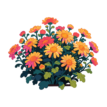 卡通花卉盆栽插画设计素材