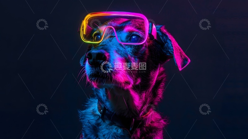 高清大图下载【趣麦麦图】-霓虹灯光效动物创意摄影