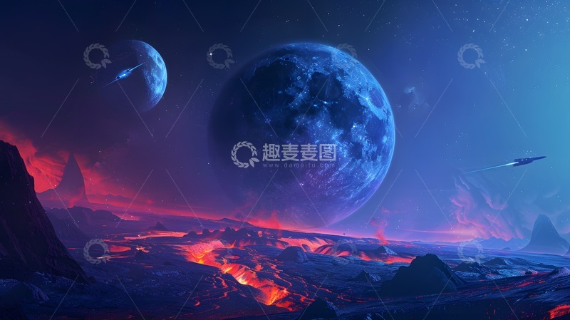 高清大图下载【趣麦麦图】-科幻星空星球景观艺术图片