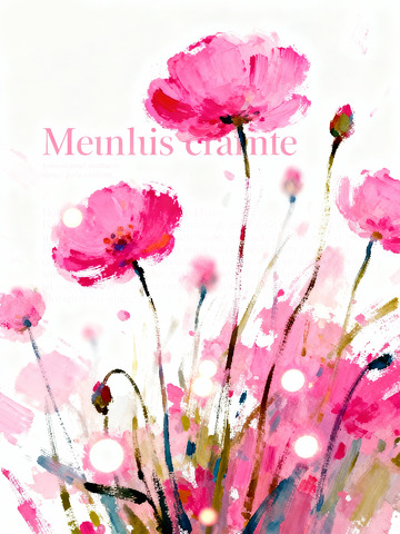 粉红花朵艺术油画风格