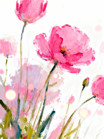 油画粉红芍药艺术画作