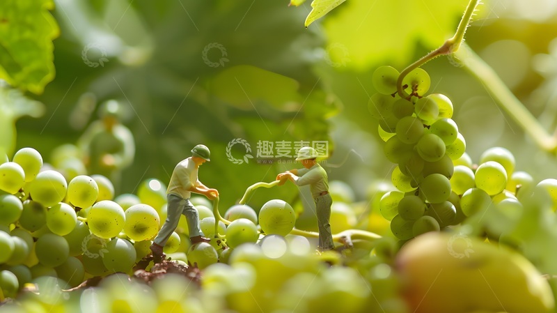高清大图下载【趣麦麦图】微缩模型采摘葡萄摄影场景