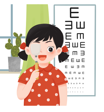 小女孩开心进行视力检测