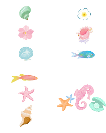 海洋元素卡通插画合集