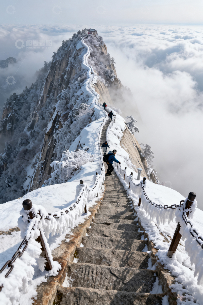 高清大图下载【趣麦麦图】雪岭长城壮丽景