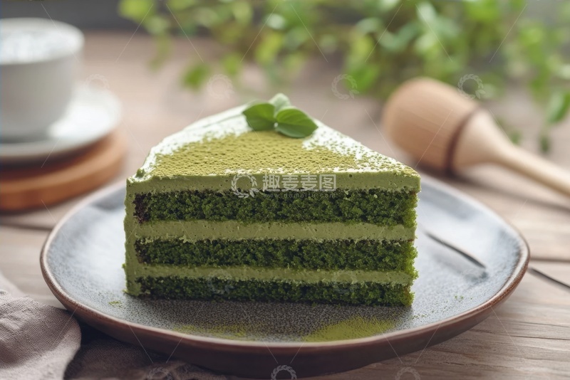 高清大图下载【趣麦麦图】-抹茶奶油蛋糕