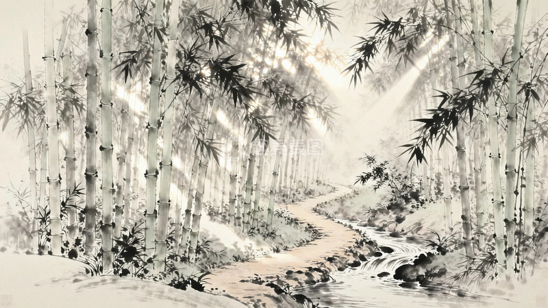 高清大图下载【趣麦麦图】竹林间穿过的小路4