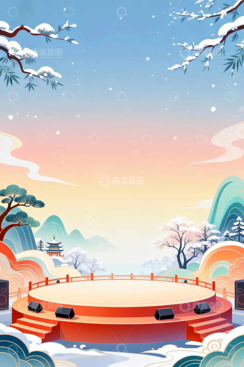 高清大图下载【趣麦麦图】国风文化艺术背景08